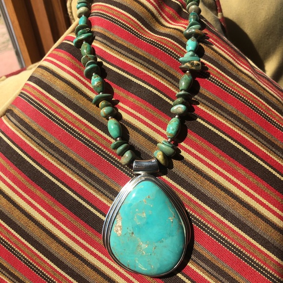 Studio Barse Jewelry - Large Barse Turquoise & Sterling Pendant Necklace